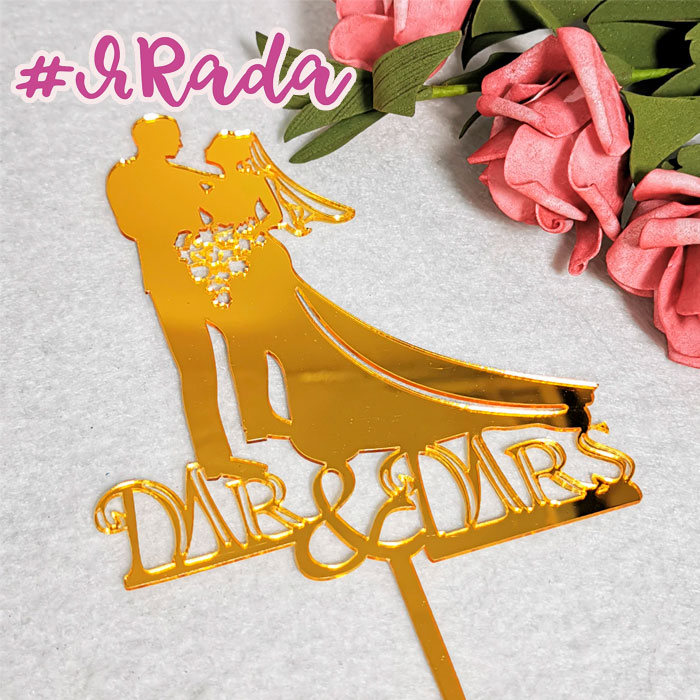 картинка Топпер "Пара Mr and Mrs", золотой (16х10см) от магазина ЯРада