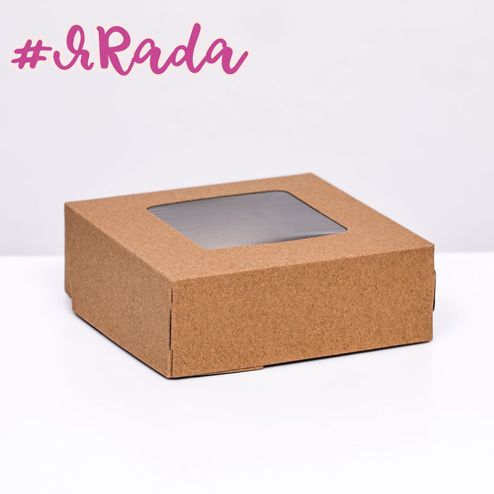картинка Коробка с окном, крафт, 11,5 х 11,5 х 4 см от магазина ЯРада
