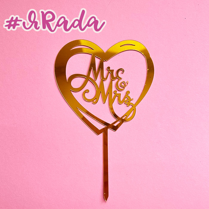 картинка Топпер "Mr&Mrs" сердце, цвет золото (16х10см) от магазина ЯРада