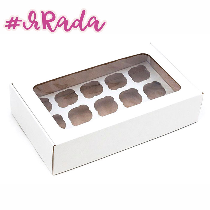картинка Коробка на 15 капкейков с окном, белая, 39х24х9,6 см от магазина ЯРада