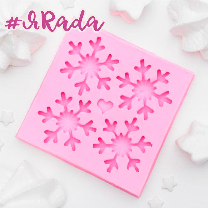 картинка Молд "Четыре снежинки и сердечко" 8х8см от магазина ЯРада