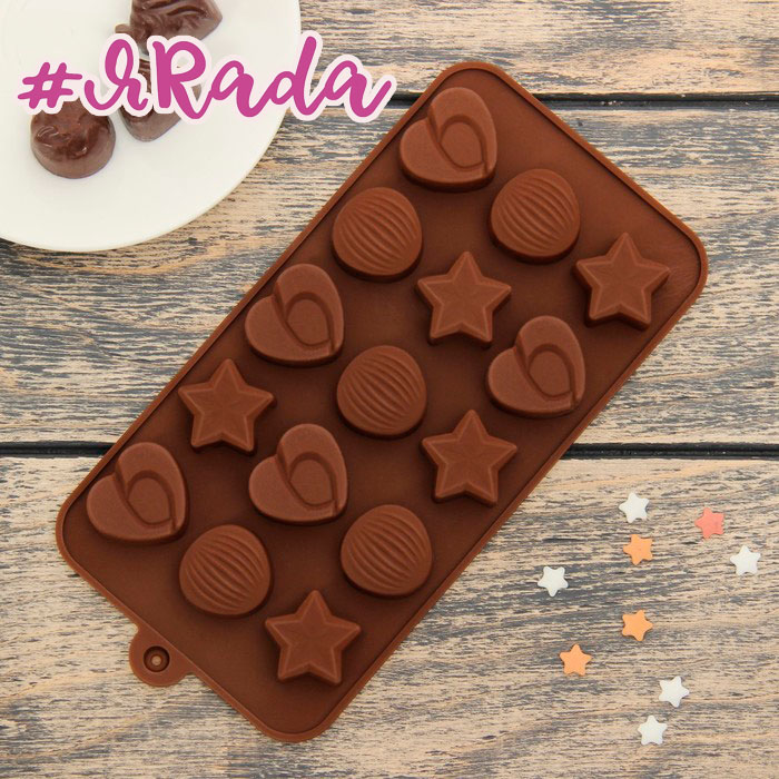 картинка Форма для льда и шоколада "Звезды, ракушки, сердца", 15 ячеек от магазина ЯРада