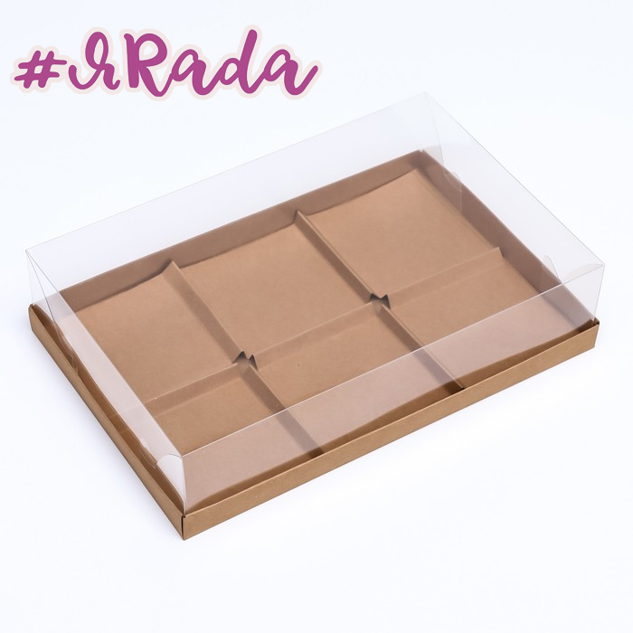 картинка Коробка для муссовых пироженных 6 штук, 26x17x6 крафт от магазина ЯРада