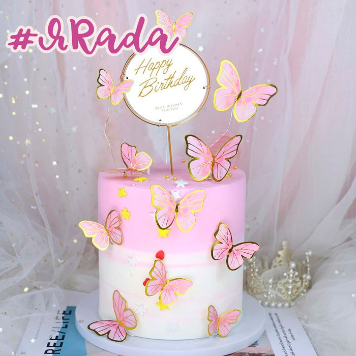 картинка Набор для украшения торта «С днём рождения», бабочки, цвет розовый от магазина ЯРада