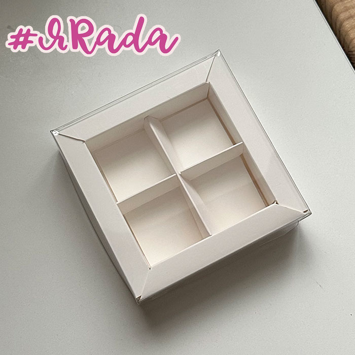 картинка Коробка для конфет 4 шт, с окном, белая 11,5 х 11,5 х 3 см от магазина ЯРада