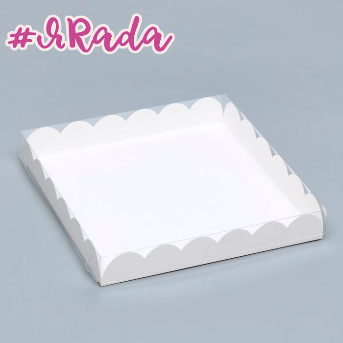 картинка Коробочка для печенья, белая, 21 х 21 х 3 см (крупный край) от магазина ЯРада