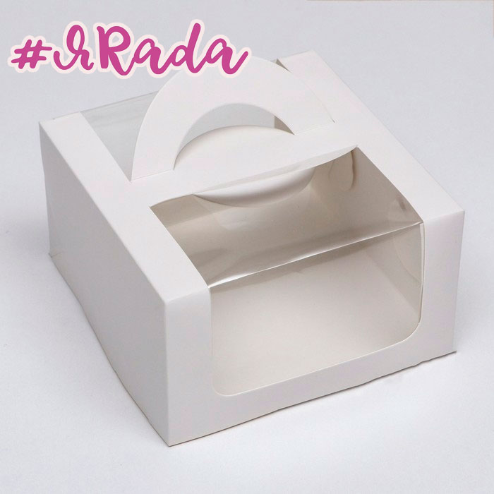 картинка Коробка под бенто-торт с окном, белая, 14 х 14 х 8 см от магазина ЯРада