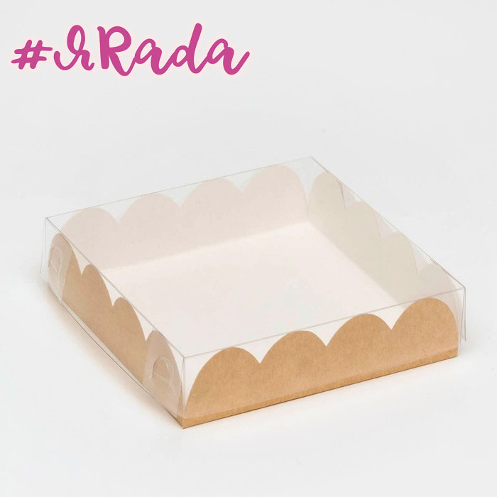 картинка Коробочка для печенья, крафт, 12 х 12 х 3 см (крупный край) от магазина ЯРада