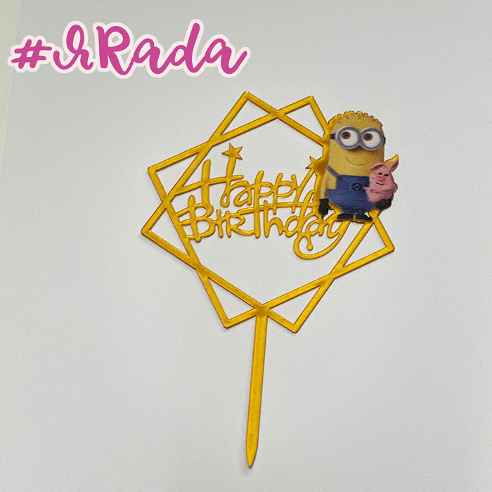 картинка Топпер "Happy Birthday. Миньон" цвет золото от магазина ЯРада