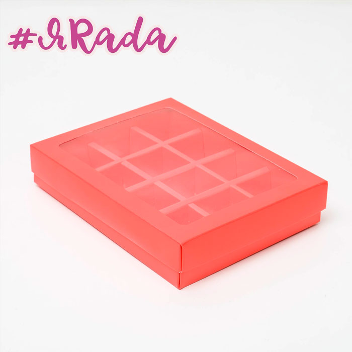 картинка Коробка для конфет, 12 шт, алая, 19 х 15 х 3,5 см от магазина ЯРада