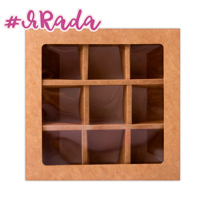 картинка Коробка под 9 конфет, крафт, 13,8 х 13,8 х 3,8 см от магазина ЯРада