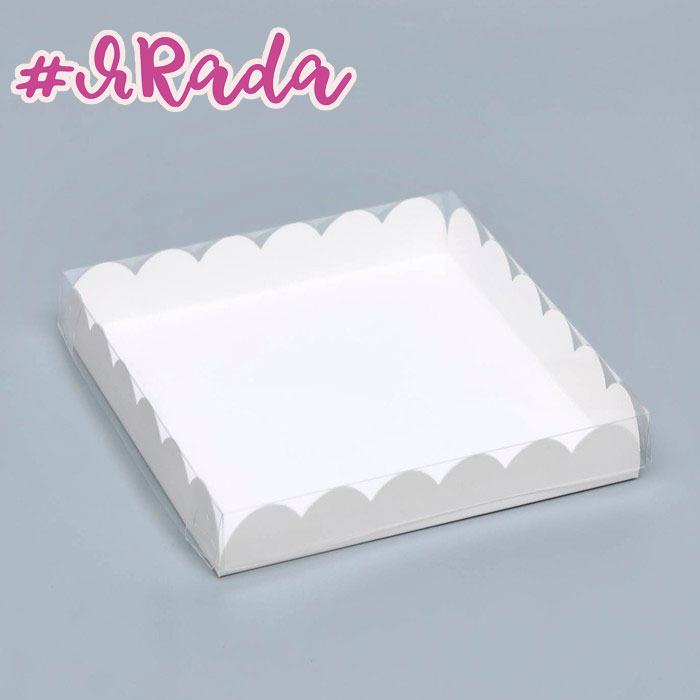 картинка Коробочка для печенья, белая, 18 х 18 х 3 см (крупный край) от магазина ЯРада