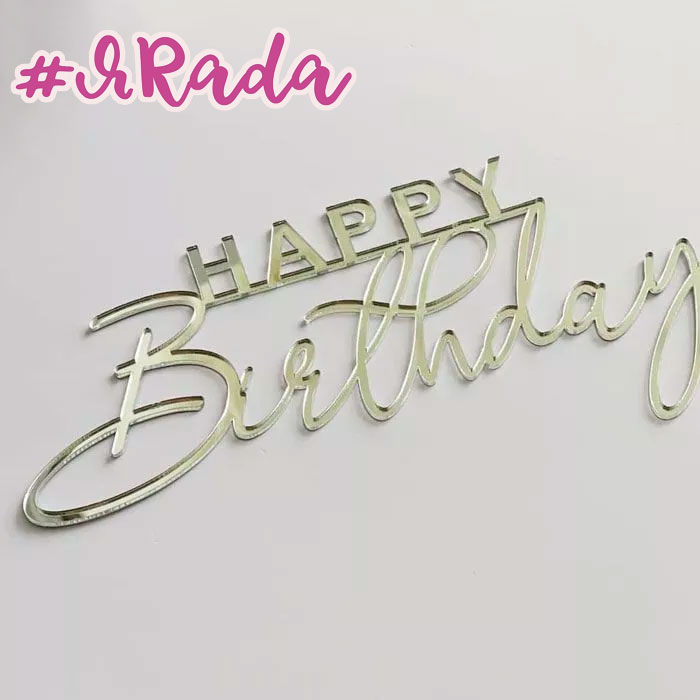 картинка Топпер акриловый "Happy Birthday №18", серебро, 10х6,5см от магазина ЯРада