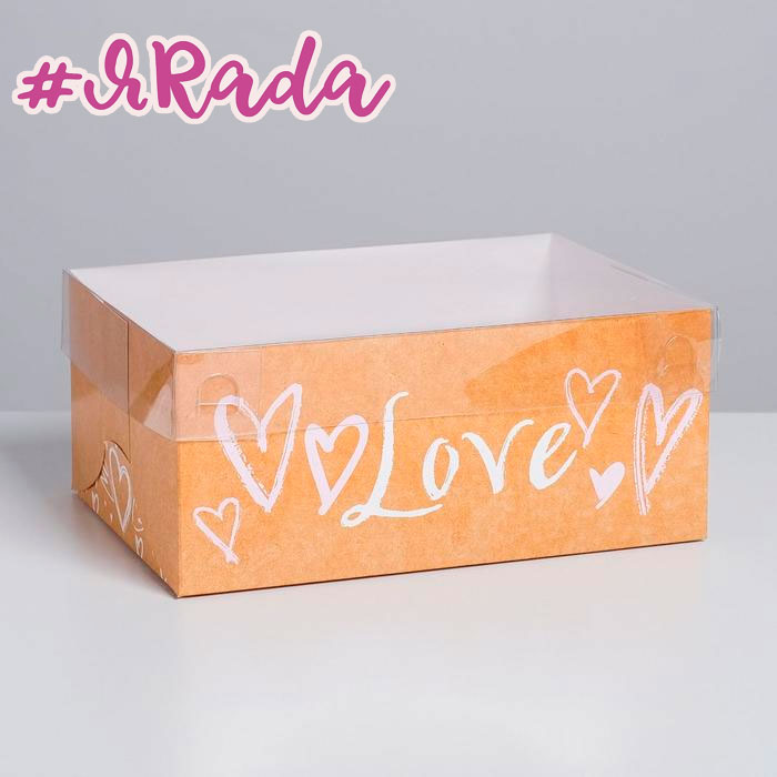 картинка Коробка на 6 капкейков «Love», 16 х 23 х 10 см от магазина ЯРада