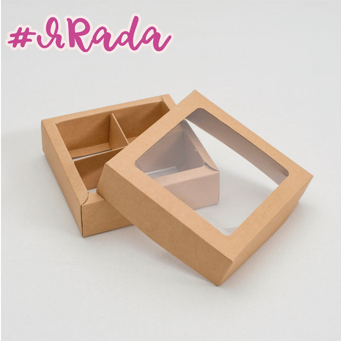 картинка Коробка для конфет 4 шт, с окном, крафт 12,5 х 12,5 х 3,5 см от магазина ЯРада
