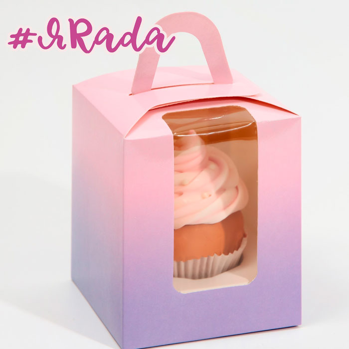 картинка Упаковка на 1 капкейк «Розовый градиент», 9 × 9 × 11 см от магазина ЯРада
