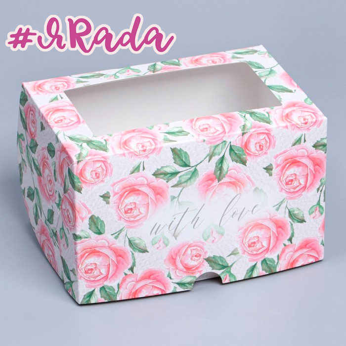 картинка Коробка на 2 капкейка "Розы" 16*10*10 см от магазина ЯРада