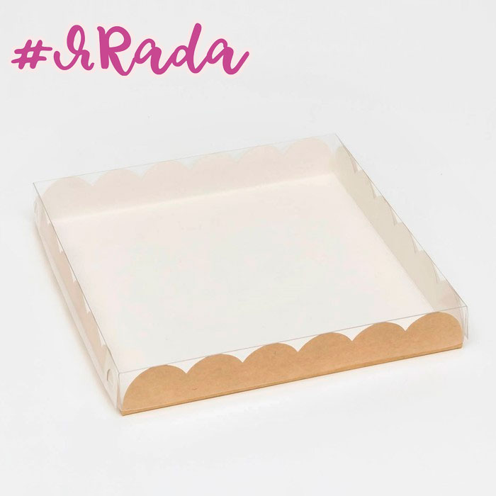 картинка Коробочка для печенья, крафт, 21 х 21 х 3 см (крупный край) от магазина ЯРада