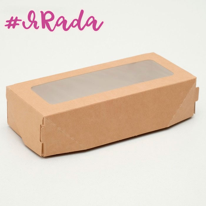 картинка Коробка с прозрачной крышкой крафт, 17 х 7 х 4 см от магазина ЯРада