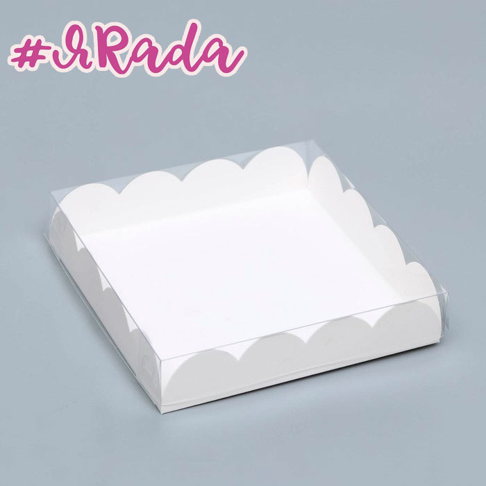 картинка Коробочка для печенья, белая, 15 х 15 х 3 см (крупный край) от магазина ЯРада