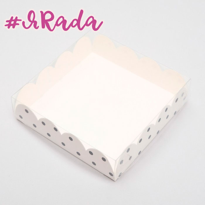 картинка Коробочка для печенья "Горох", белая, 12 х 12 х 3 см (крупный край) от магазина ЯРада